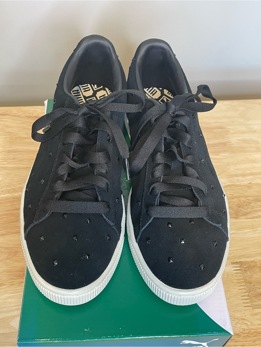 Puma Suede Studs Women’s Sneakers (Style 369563 03) Puma Black/Marshmallow 8.5